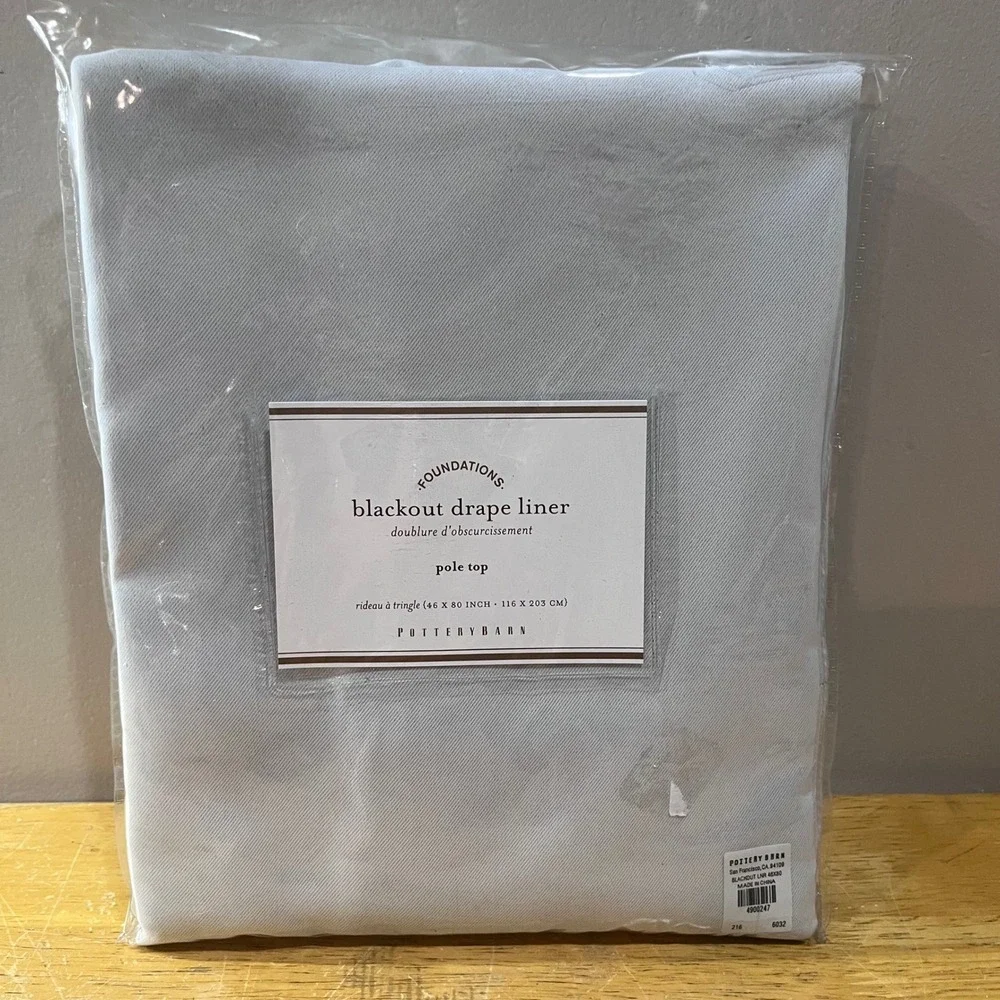 Pottery Barn Foundations Blackout Drape Liner Pole Top 46x80 Light Gray 4900247